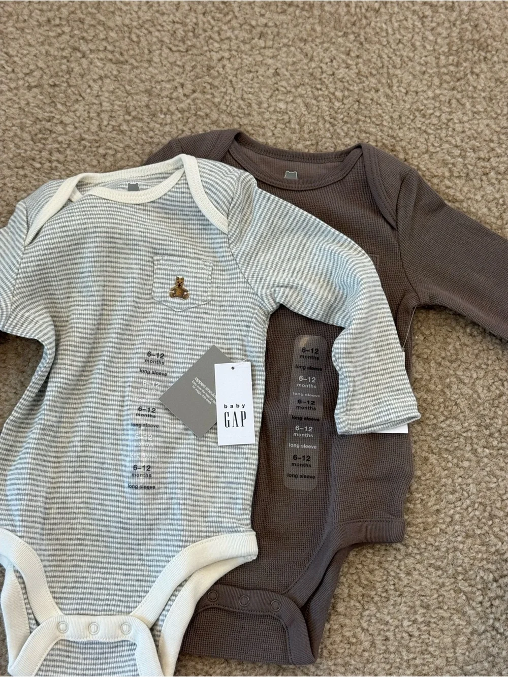 NWT Baby Gap Long Sleeve Onesies 6-12M